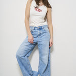 Top donna bianco T-Lynys con logo rosso A15703 0AFAA141A DIESEL 
