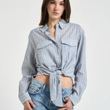 Camicia donna Nath azzurra a righe CH0131FF D1I04E30BU MARANT ETOILE 