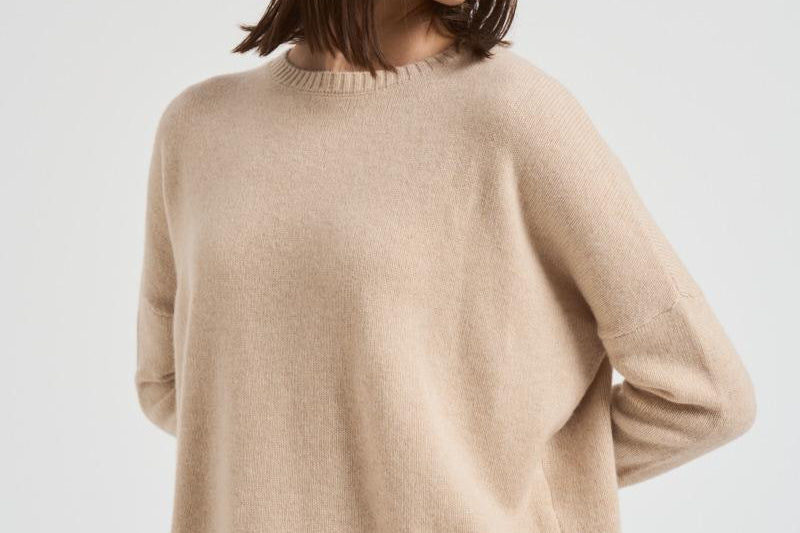 Maglione donna girocollo beige AMELIE 02ORGANIC KUJTEN 