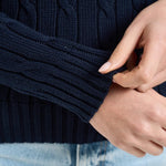 Maglia donna girocollo a trecce blu notte 211971869 008 RALPH LAUREN 