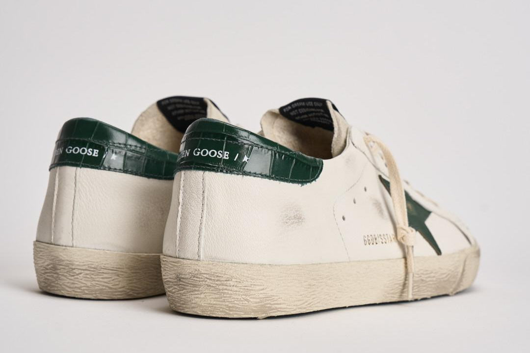 Sneakers uomo Super-star bianca e verde GMF00101 F00811310502 GOLDEN GOOSE 