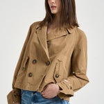 Trench donna corto doppiopetto cammello S1183 191 BAZAR DELUXE 