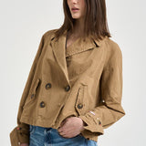 Trench donna corto doppiopetto cammello S1183 191 BAZAR DELUXE 