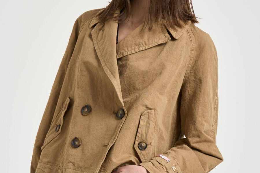 Trench donna corto doppiopetto cammello S1183 191 BAZAR DELUXE 