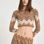 Top donna degradé zig zag marrone SIVIGLIA 01846L MC2 SAINT BARTH 
