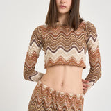 Top donna degradé zig zag marrone SIVIGLIA 01846L MC2 SAINT BARTH 
