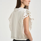 Top donna bianco con ricami TS0298FA D1N08E23EC MARANT ETOILE 