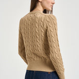 Cardigan donna a trecce cammello 211971868 502 RALPH LAUREN 