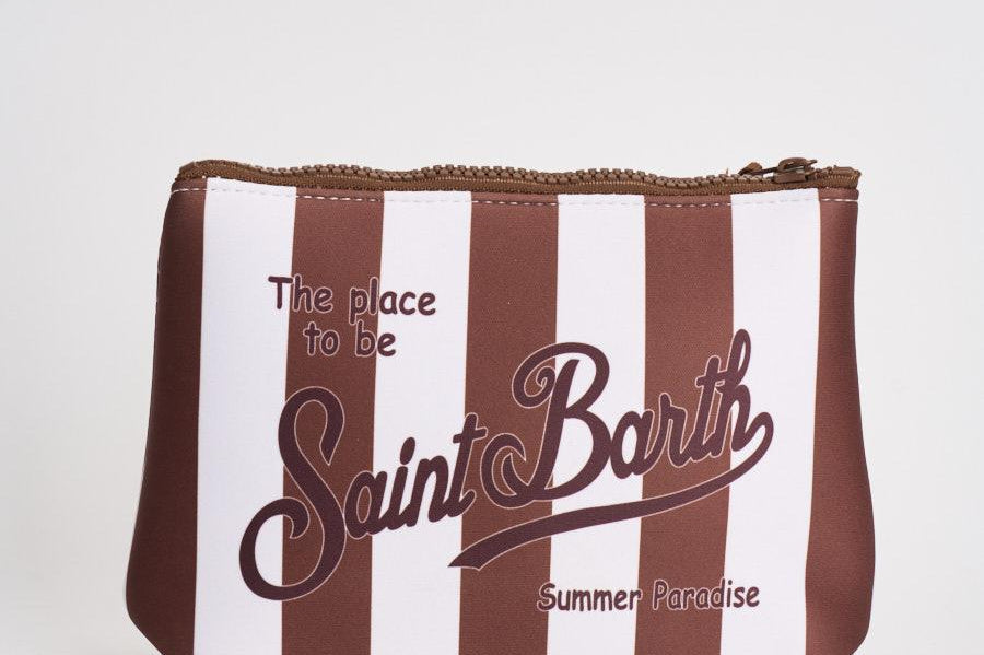 Pochette donna Aline a righe bianca e marrone ALINE 09242L MC2 SAINT BARTH 