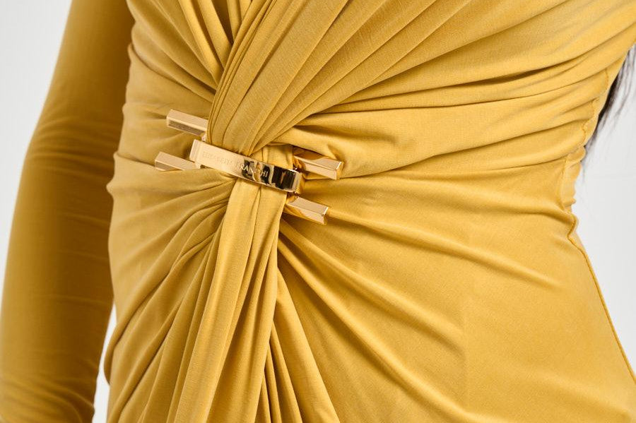 Abito donna drappeggiato giallo ABR29 EV4 ELISABETTA FRANCHI 