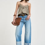 Top donna satinato verde oliva NEWIN OLIVEGREEN IRO 