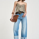 Top donna satinato verde oliva NEWIN OLIVEGREEN IRO 