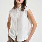 Camicia donna smanicata bianca A06733 8928C01C PESERICO 