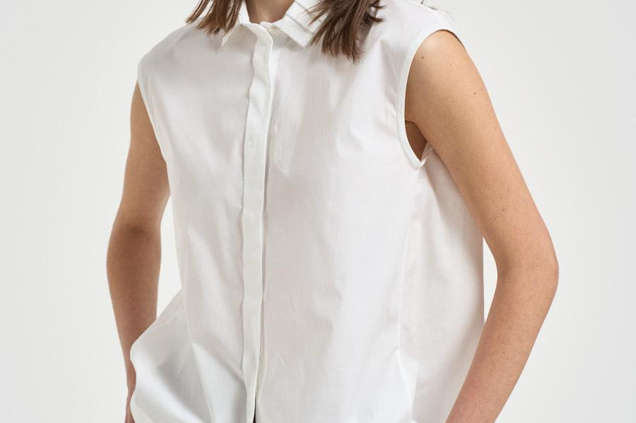 Camicia donna smanicata bianca A06733 8928C01C PESERICO 