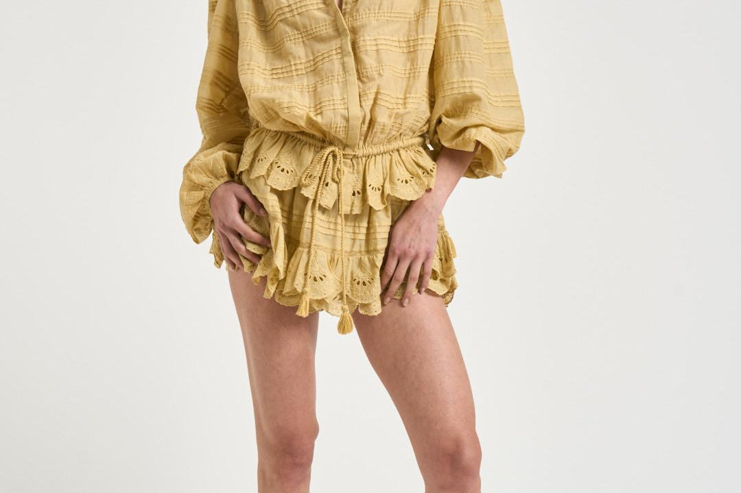 Blusa donna Polly con pizzo giallo pastello HT0767FA D1J05E10LC MARANT ETOILE 