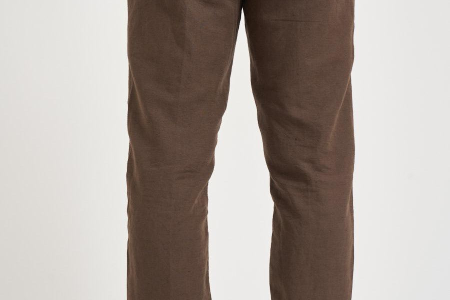 Pantalone uomo in lino marrone PG26 82 PERFECTION 