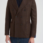 Giacca uomo doppiopetto in check marrone G751MF 408157F SANTANIELLO 