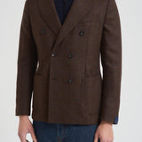 Giacca uomo doppiopetto in check marrone G751MF 408157F SANTANIELLO 