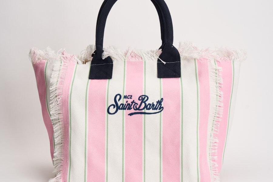 Borsa donna Vanity a righe rosa e bianca VANITY 02598L MC2 SAINT BARTH 