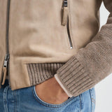Giubbotto uomo in camoscio e tessuto beige FRANCIS KNIT 505 THE JACK LEATHERS 