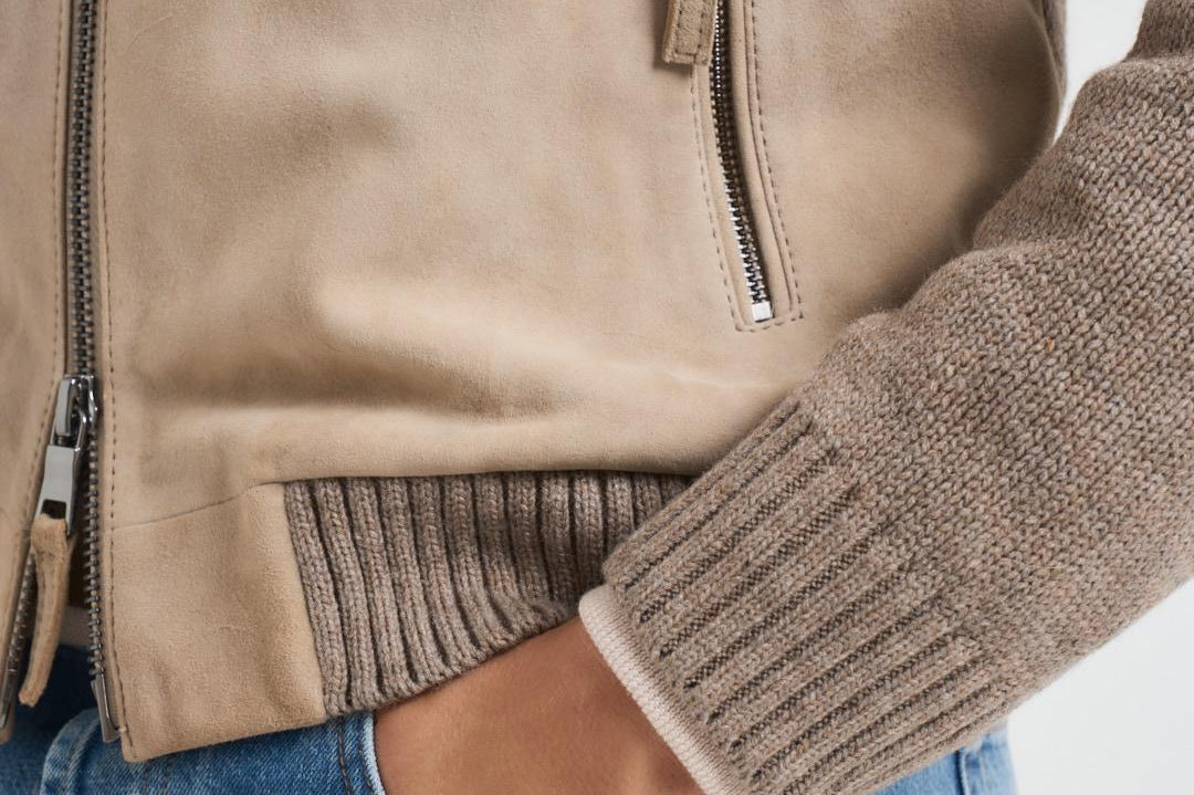 Giubbotto uomo in camoscio e tessuto beige FRANCIS KNIT 505 THE JACK LEATHERS 