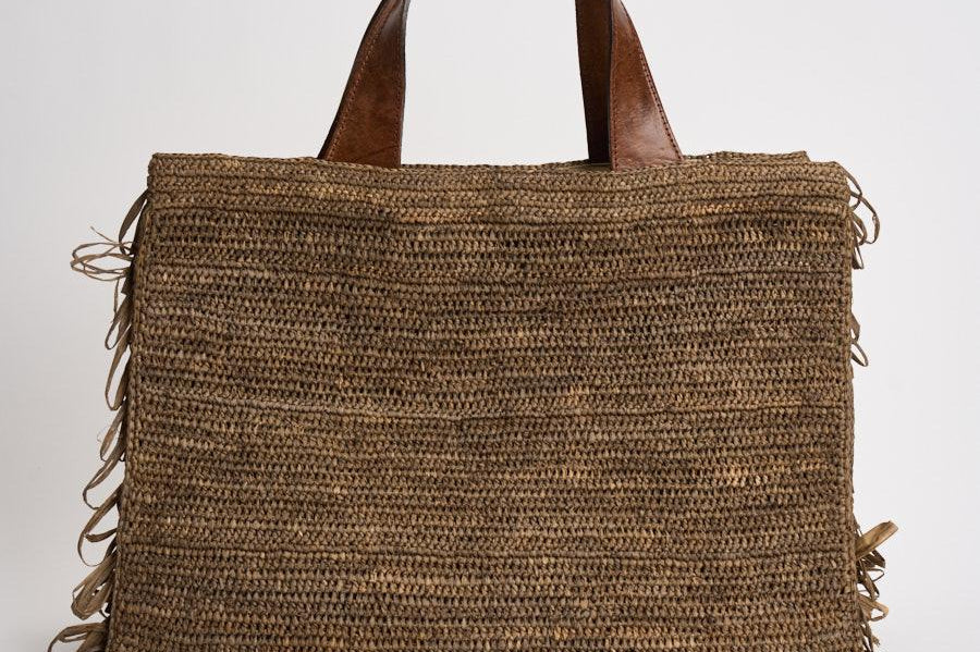 Borsa donna Onja in rafia marrone ONJA DARKTEA IBELIV 