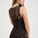 Abito donna lungo con ricami marrone 106361A354 BUFERAM05 PINKO 