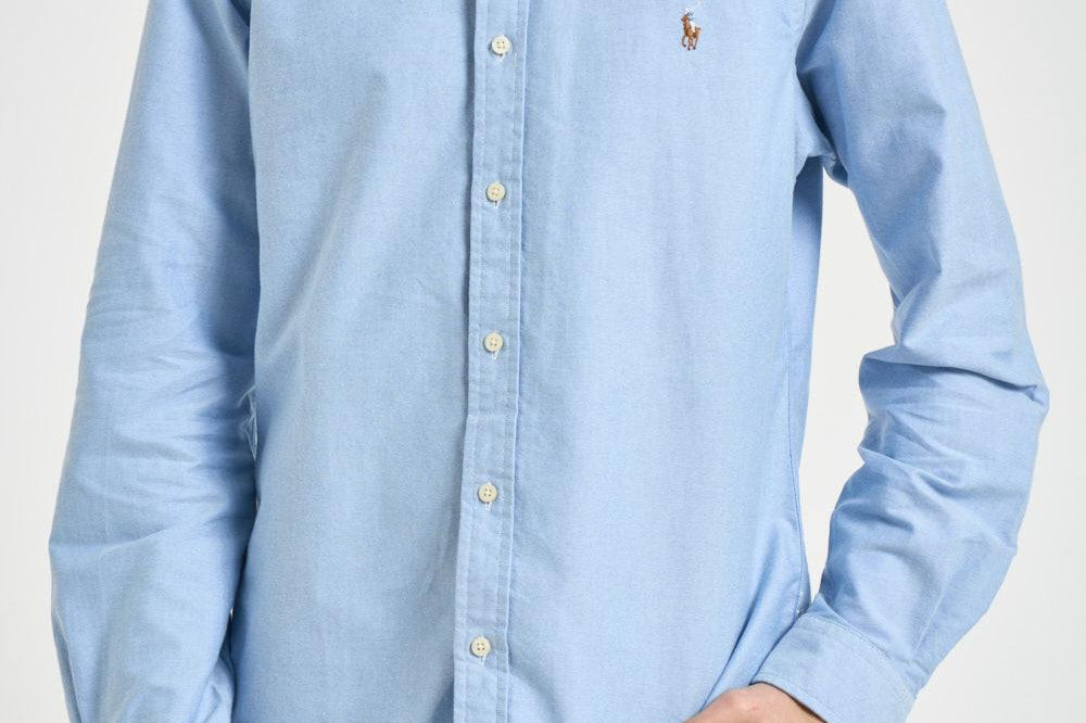 Camicia uomo Oxford celeste con logo 710549084 007 RALPH LAUREN 