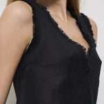 Top donna nero in lino D311664 BEACH25013 P.a.r.o.s.h. 