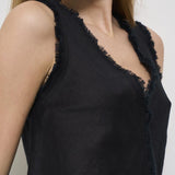 Top donna nero in lino D311664 BEACH25013 P.a.r.o.s.h. 
