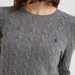 Maglia donna girocollo a traccia grigio antracite 211971865 501 RALPH LAUREN 
