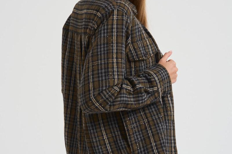 Camicia donna Core tartan marrone D380634 CORE807OLIVA P.a.r.o.s.h. 
