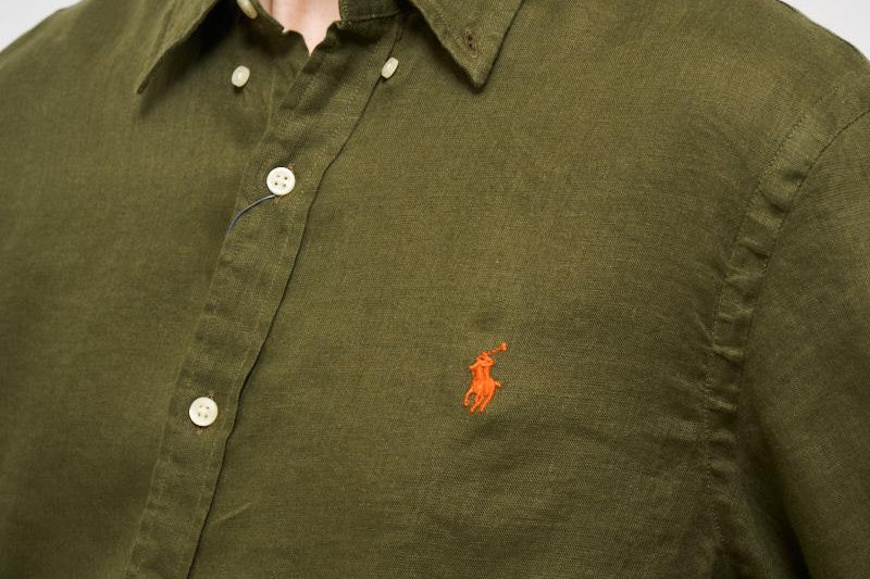 Camicia uomo in lino verde 710968915 006 RALPH LAUREN 