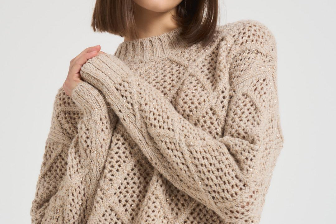 Maglia donna a rombi beige ELLADE 001 MAX MARA STUDIO 