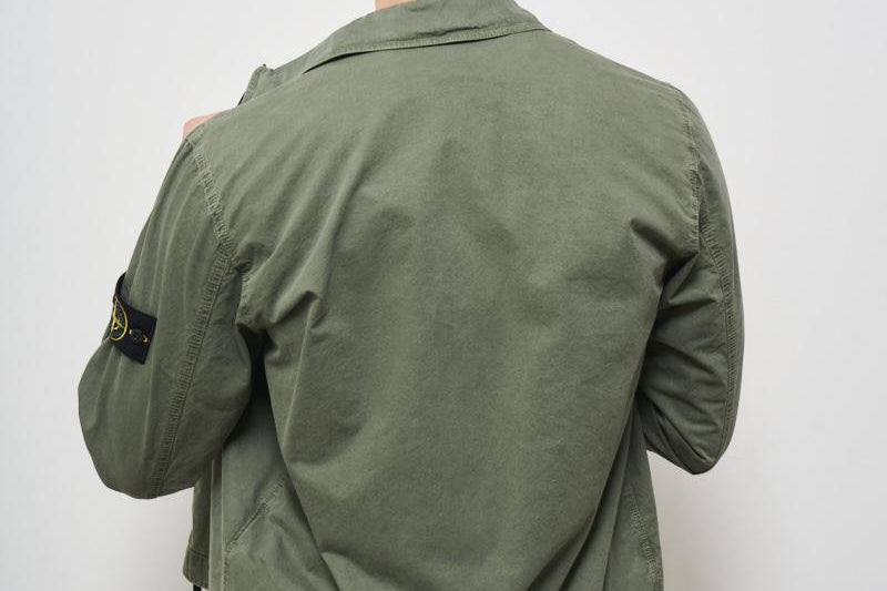 Camicia uomo verde con zip 1200032 S00WNV0159 STONE ISLAND 