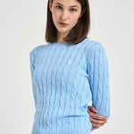 Maglia donna girocollo a trecce celeste 211971869 512 RALPH LAUREN 