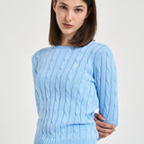 Maglia donna girocollo a trecce celeste 211971869 512 RALPH LAUREN 