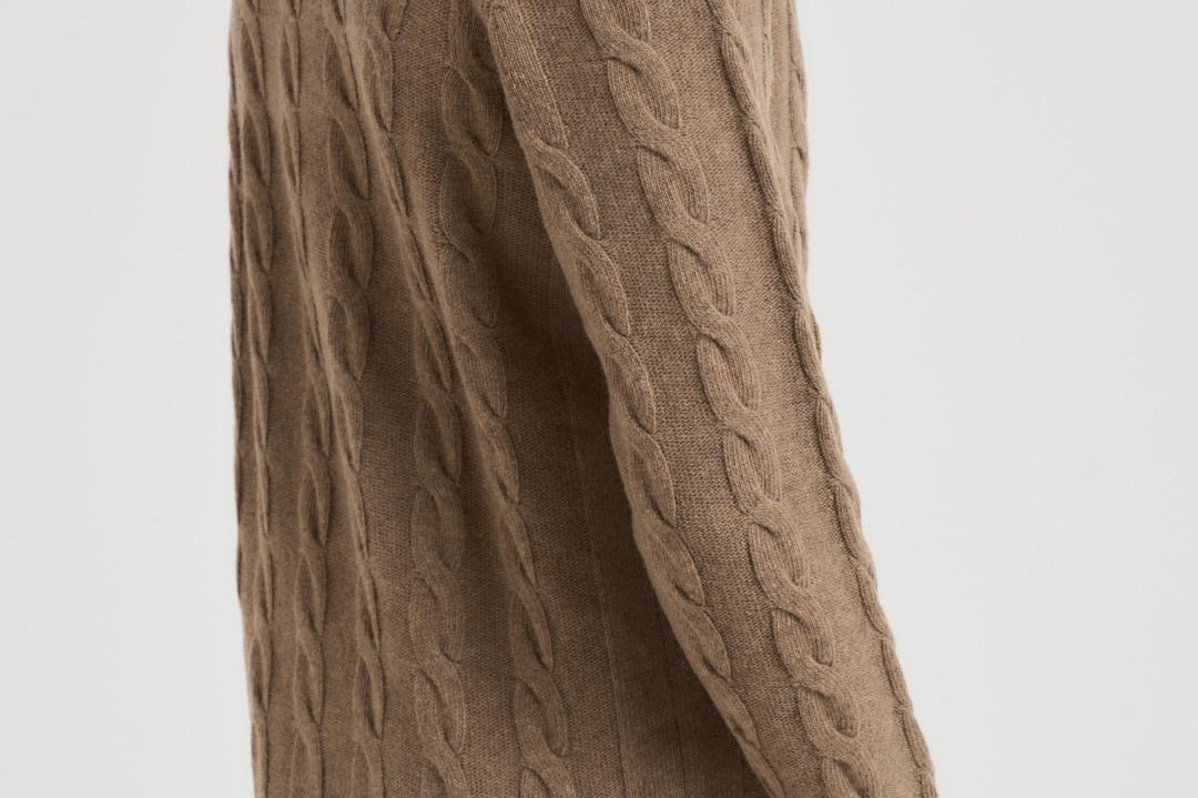 Maglia uomo girocollo a treccia tortora 25FCCM010439 114 ACCADEMIE TESSILI 